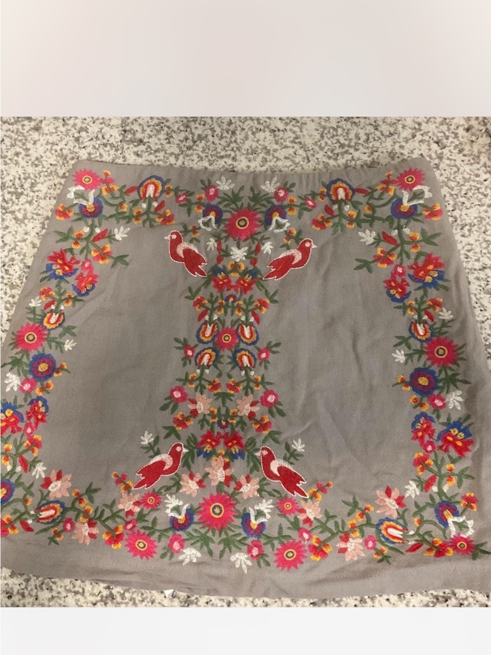 Altar’d State Embroidered Floral Grey Mini Skirt - Picture 2 of 4